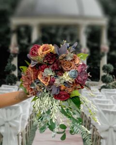 Vintage flower bouquet of silk flowers for a bride