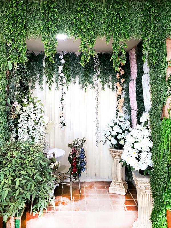Silk vines of various leaves and succulents for wedding decoration