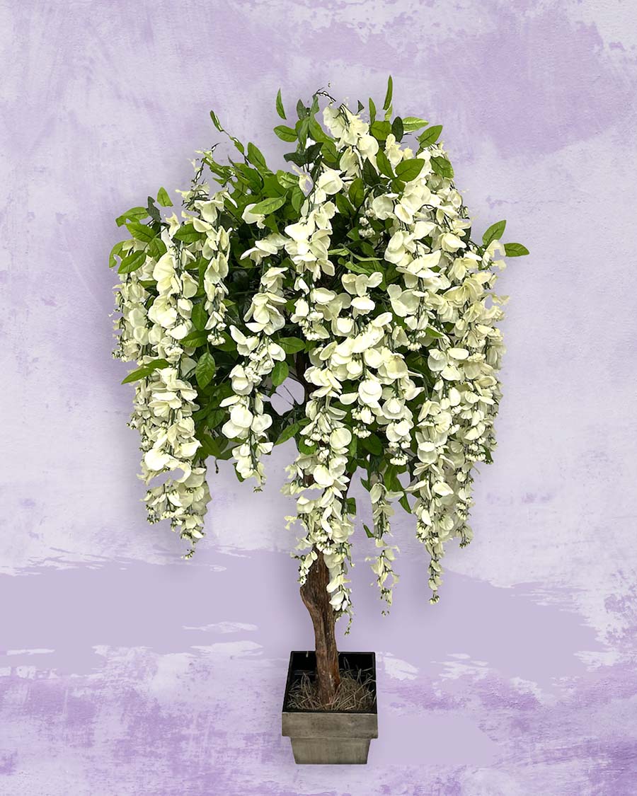 White silk flower tree for decoration